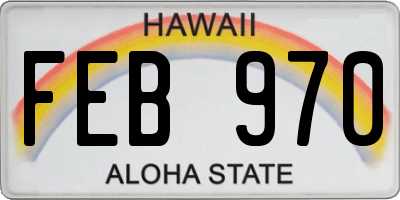 HI license plate FEB970