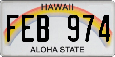 HI license plate FEB974