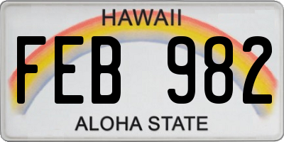 HI license plate FEB982