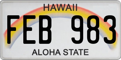 HI license plate FEB983