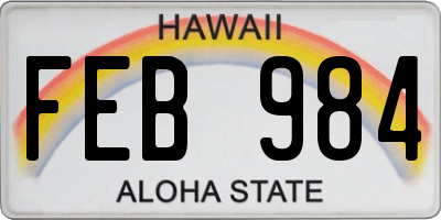 HI license plate FEB984
