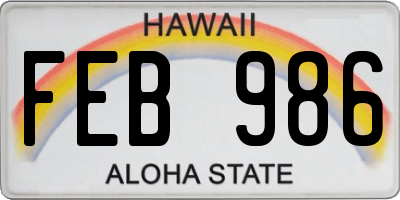HI license plate FEB986