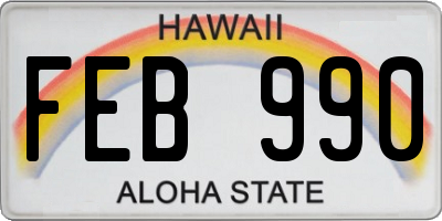 HI license plate FEB990