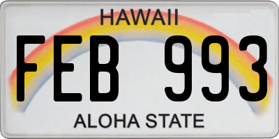 HI license plate FEB993