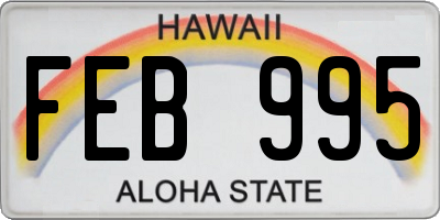 HI license plate FEB995