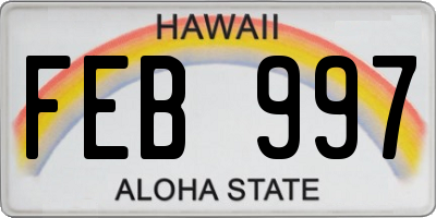HI license plate FEB997