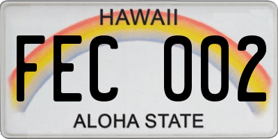 HI license plate FEC002