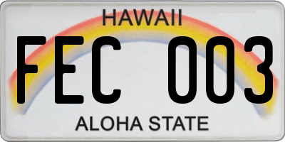 HI license plate FEC003