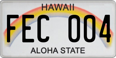 HI license plate FEC004