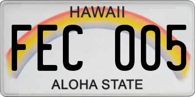 HI license plate FEC005