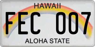 HI license plate FEC007