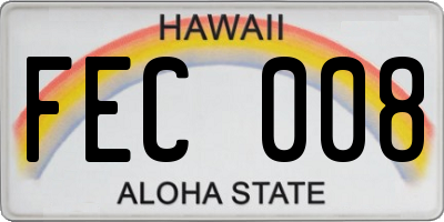 HI license plate FEC008