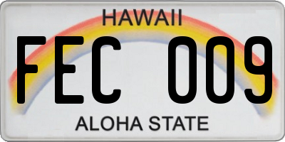 HI license plate FEC009
