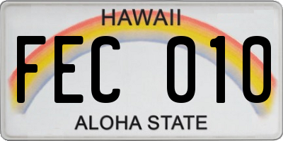 HI license plate FEC010