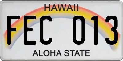 HI license plate FEC013