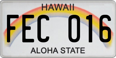HI license plate FEC016