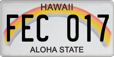 HI license plate FEC017