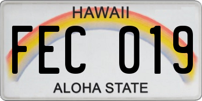 HI license plate FEC019