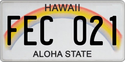 HI license plate FEC021
