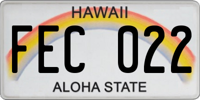HI license plate FEC022