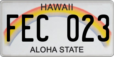 HI license plate FEC023
