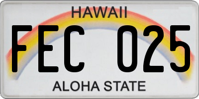 HI license plate FEC025