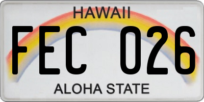 HI license plate FEC026