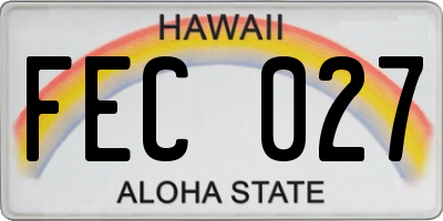 HI license plate FEC027
