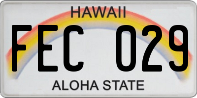 HI license plate FEC029