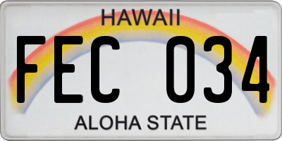 HI license plate FEC034