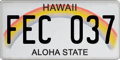 HI license plate FEC037