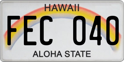 HI license plate FEC040