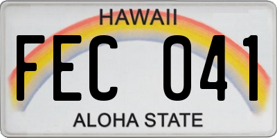HI license plate FEC041