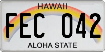 HI license plate FEC042