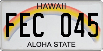 HI license plate FEC045