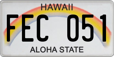 HI license plate FEC051