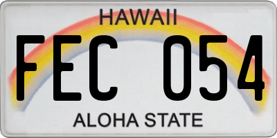 HI license plate FEC054