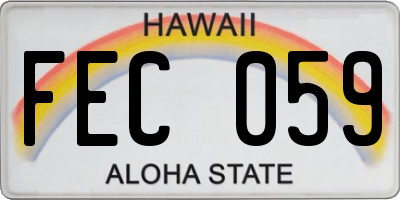 HI license plate FEC059