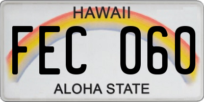 HI license plate FEC060