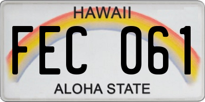 HI license plate FEC061