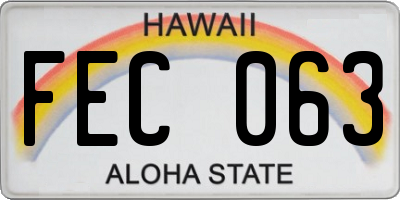 HI license plate FEC063