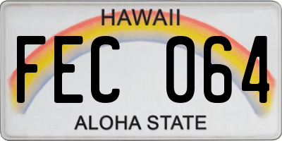 HI license plate FEC064