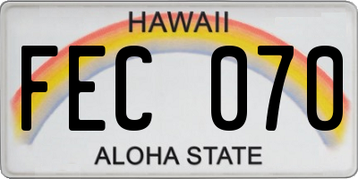 HI license plate FEC070