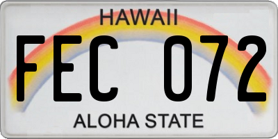 HI license plate FEC072