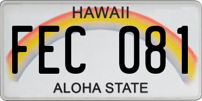 HI license plate FEC081