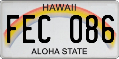 HI license plate FEC086