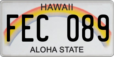 HI license plate FEC089