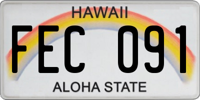 HI license plate FEC091
