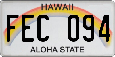 HI license plate FEC094