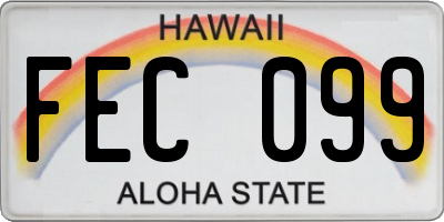 HI license plate FEC099